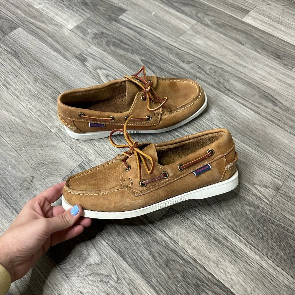 NWOB Sebago Portland Crazy Docksides Brown Tan 6